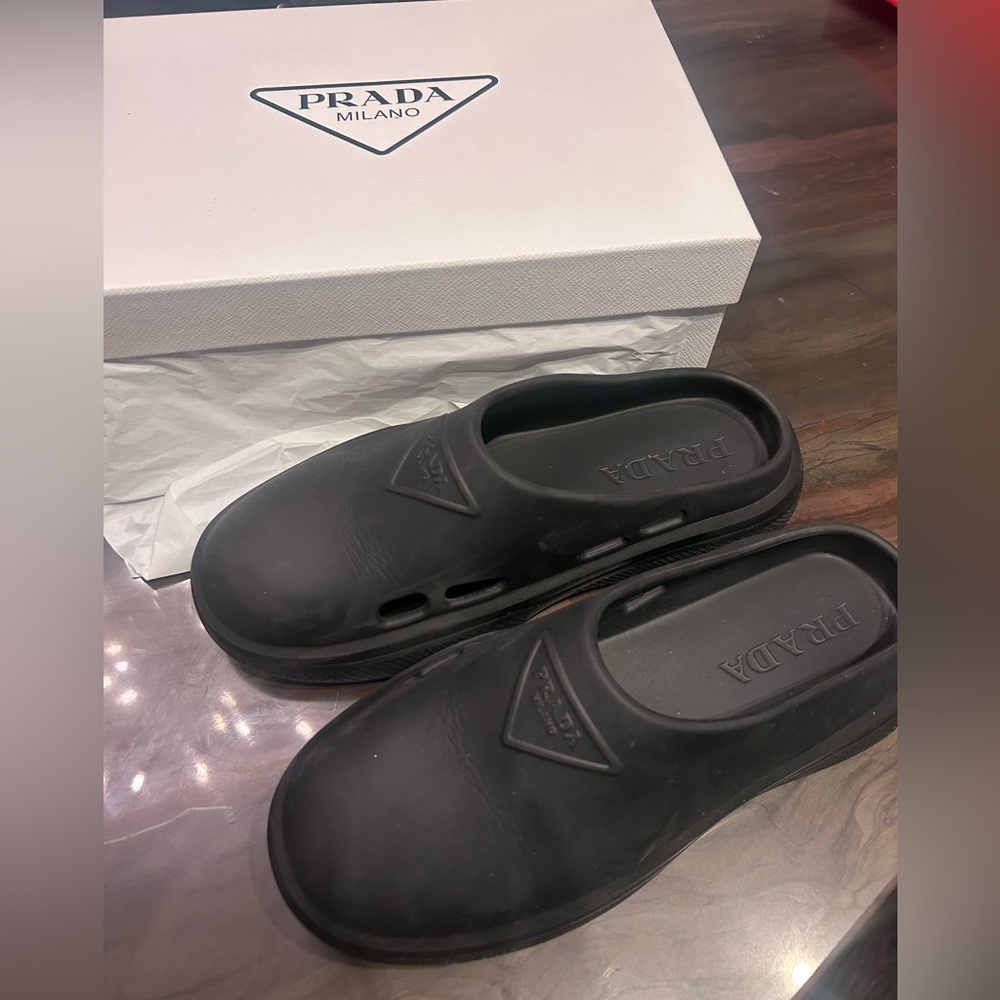 Prada Calzature Donna Mellow Slides / Sandals Noir WITH BOX AND TAGS - Picture 4 of 5